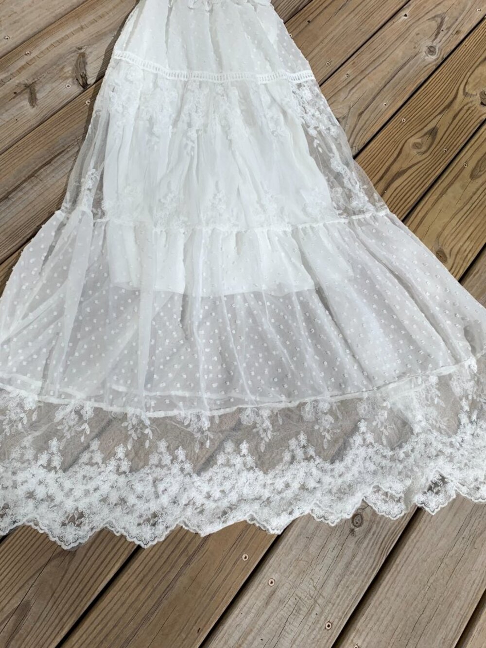 Vintage Boho Lace Wedding Dress Womens Small - Picture 12 of 16